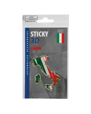 Sticky 3D - Stivale tricolore Italia, 1 pz - 35x66 mm
