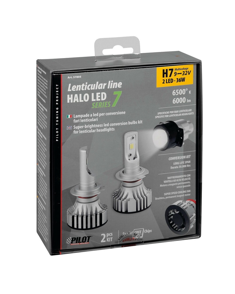 9-32V Halo Led Serie 7 Compact - dal H7 Lenticular - 36W - PX26d - 2 pz -  Scatola