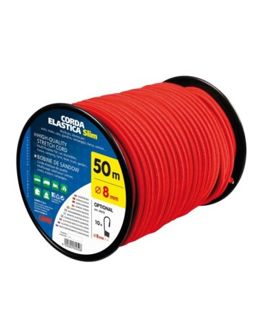 Corda elastica in bobina - d. 8 mm - 50 m - Rosso